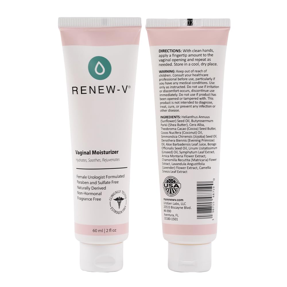Renew-V Natural Vaginal Moisturizer For Dryness & Itching - Vulva Balm for Irritation Relief, Anti Itch & Women Menopause Support - Hormone Free, Unscented, Paraben-Free - Made in USA, 2 oz Renew-V buy supplements Au