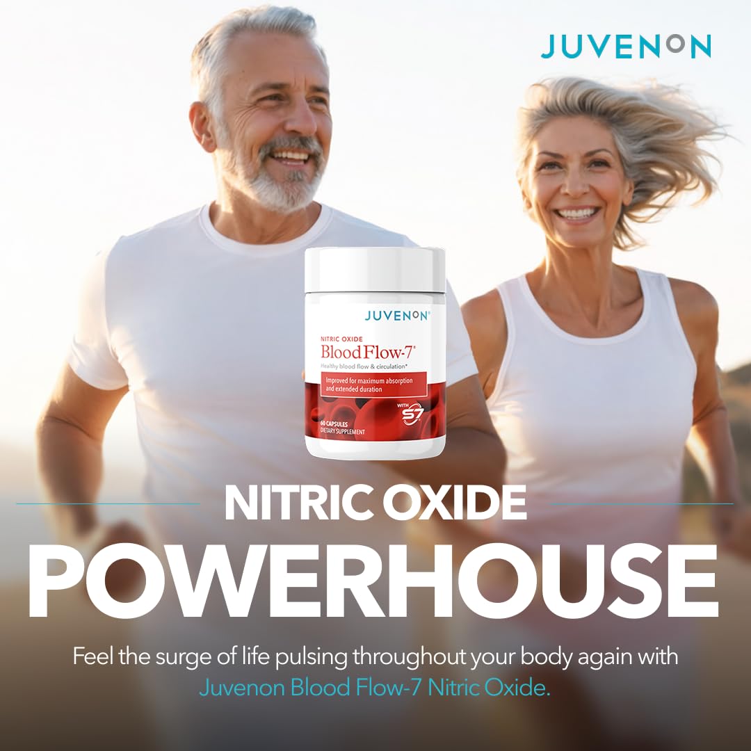 Juvenon BloodFlow-7 Nitric Oxide Supplements for Men & Women - Natural Nitric Oxide Booster with Nitrosigine® + S7® - Blood Flow
