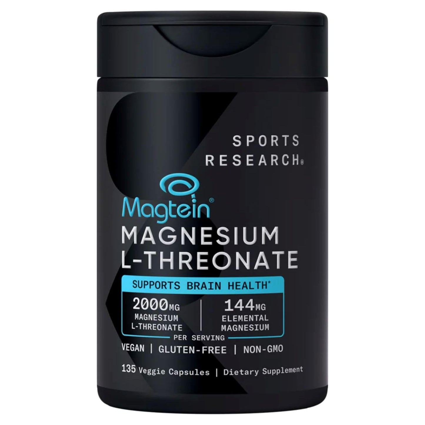 SPORTS RESEARCH Magtein Magnesium L- Threonate Advanced (2000 MG Magnesium L-Threonate 144 MG Elemental Magnesium Per Serving) 135 Veggie CapsulesPlus Bonus 2 Sugar Free White Peach Hydration Sticks Sports Research buy supplements Au