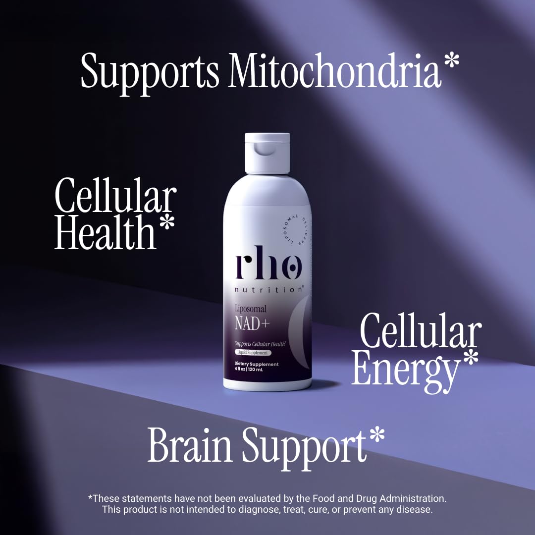 Rho Nutrition Liposomal NAD+ – Liquid Supplement Designed to Help Support Absorption – Active Form of NAD+ Helps Support Normal Cellular Health, Healthy Aging