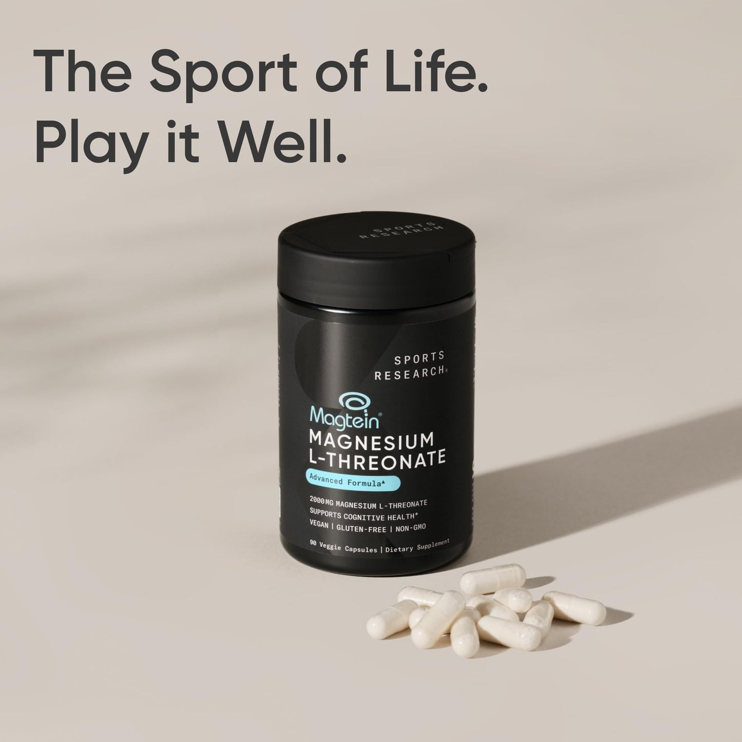 Sports Research® Magnesium L-Threonate Capsules 2000mg - High-Absorption Magtein® for Enhanced Brain Health, Memory, Focus & Restful Sleep Support - Vegan · Non-GMO · Gluten Free - 90 Count Sports Research buy supplements Au