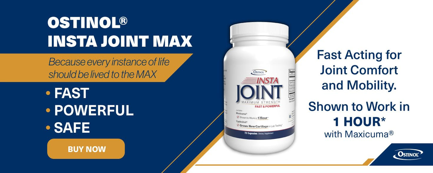 Ostinol Insta Joint Maximum Strength – Advanced Joint Support Capsules with Cyplexinol®, Maxicuma®, ApresFlex® & Boswellia – Supports Cartilage, Flexibility & Mobility – 72 Capsules ZYCAL buy supplements Au