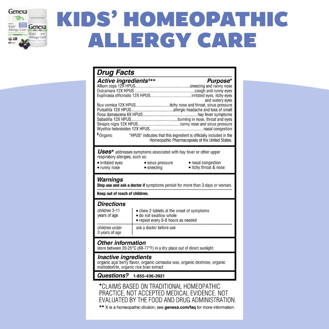 Genexa Kids Allergy Bundle | Powerful OTC Medicine + Gentle Homeopathic Remedy | Antihistamine, Relieves Runny Nose, Sneezing & Itchy Eyes | Organic Acai & Agave Flavors | Ages 6+ Genexa buy supplements Au