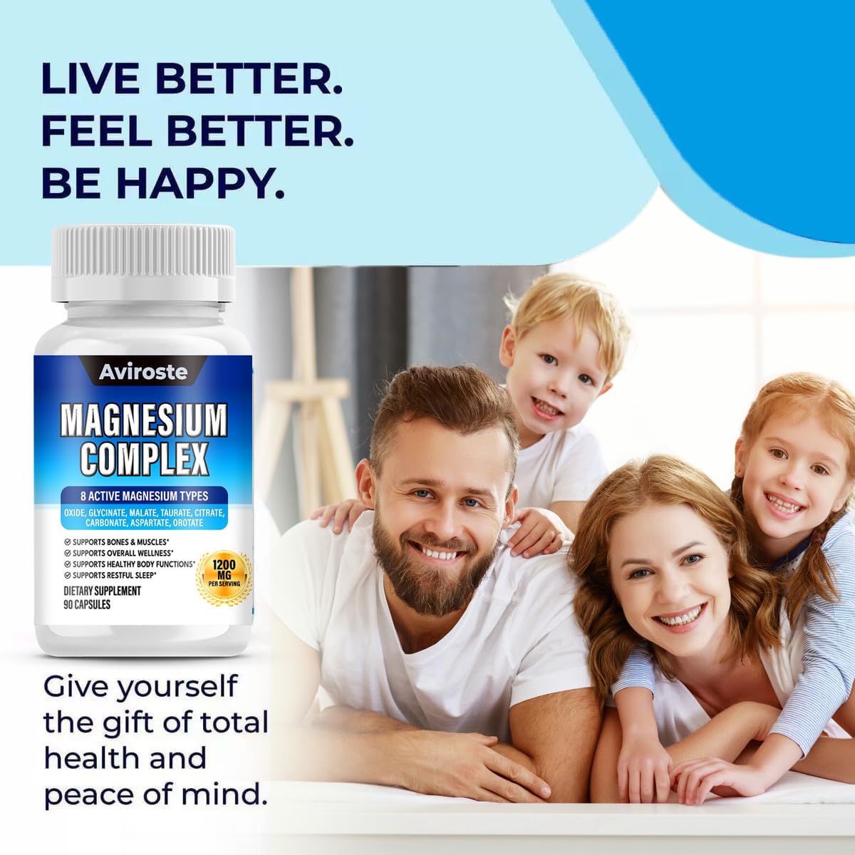 8 in 1 Magnesium Complex Supplement - 8 Elemental 1000mg - Magnesium Glycinate, Citrate, Malate, Taurate - High Absorption,for Muscle, Nerve & Sleep Support - 90 Capsules Aviroste buy supplements Au