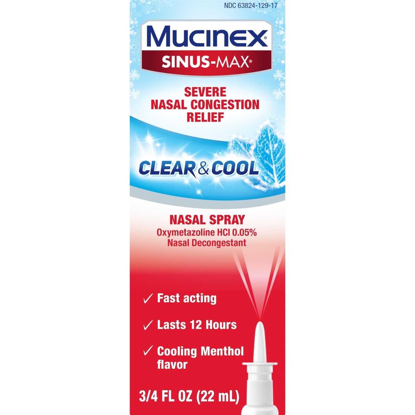 Mucinex Sinus-Max Nasal Spray Decongestant, 12 Hour Over-The-Counter Medication Nose Spray for Sinus Relief, Nasal Decongestants for Adults & Sinus Congestion, Clear & Cool 3/4 Fl Oz(22ML) Mucinex buy supplements Au