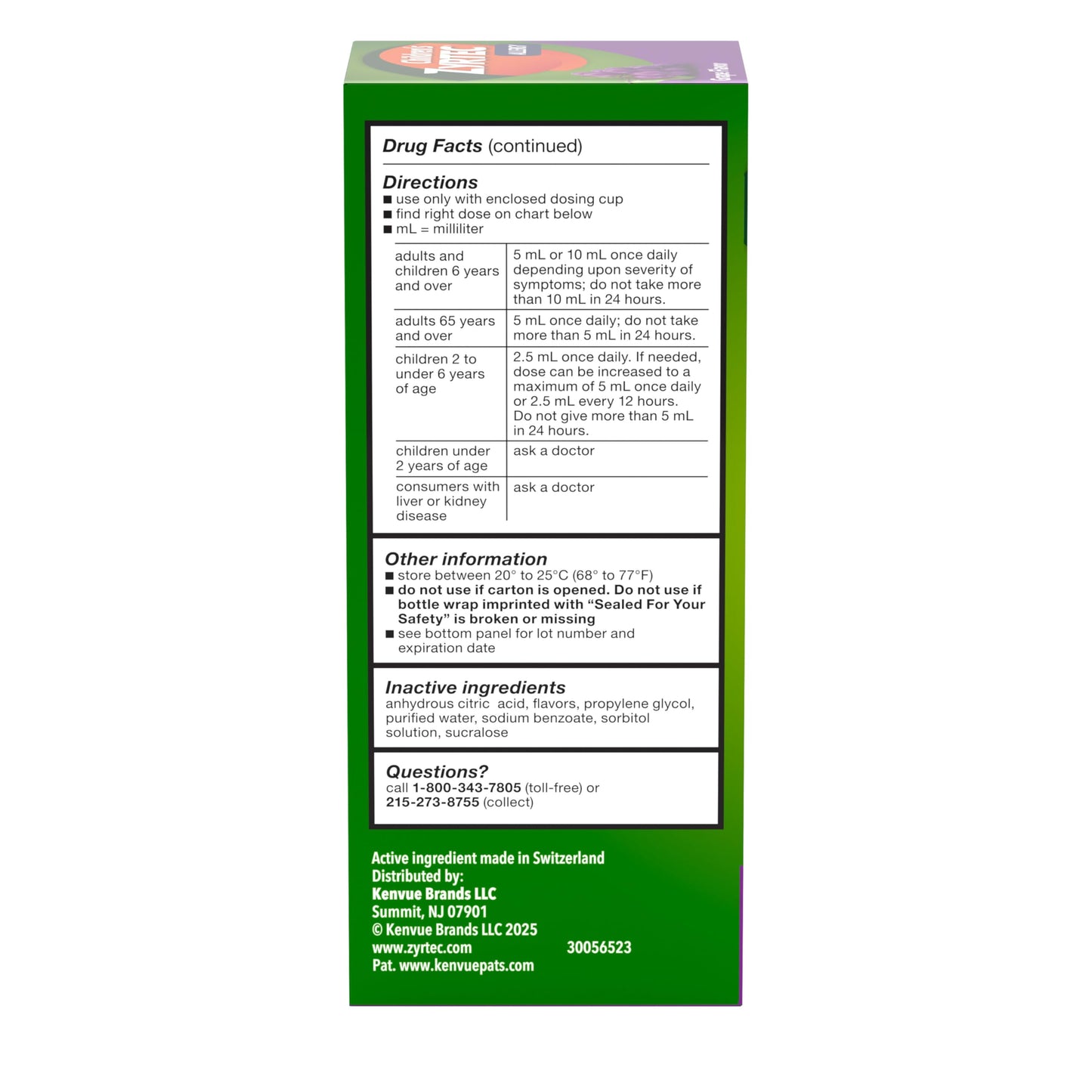 Children's Zyrtec Liquid, Kid's Antihistamine Syrup, Dye-, Sugar-, and Alcohol-Free, Pleasant Grape Flavor, Contains Cetirizine HCl Suitable for Ages 2 Years and Up, 8 fl oz Bottle Zyrtec buy supplements Au