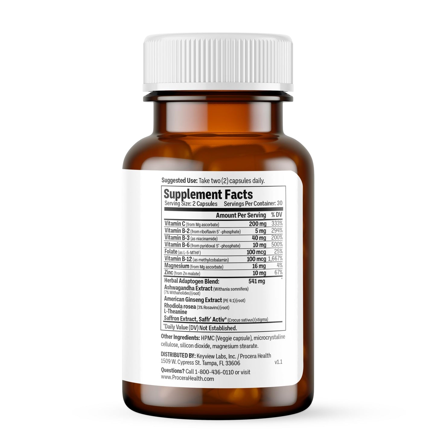 Procera Mood Support - Boost Mental Performance - Clarity - Mood Stability - Stress - Anxiousness - Mental Fatigue - Adaptogens - Saffron - Magnesium - Ashwagandha - Rhodiola - 60 Count Procera buy supplements Au