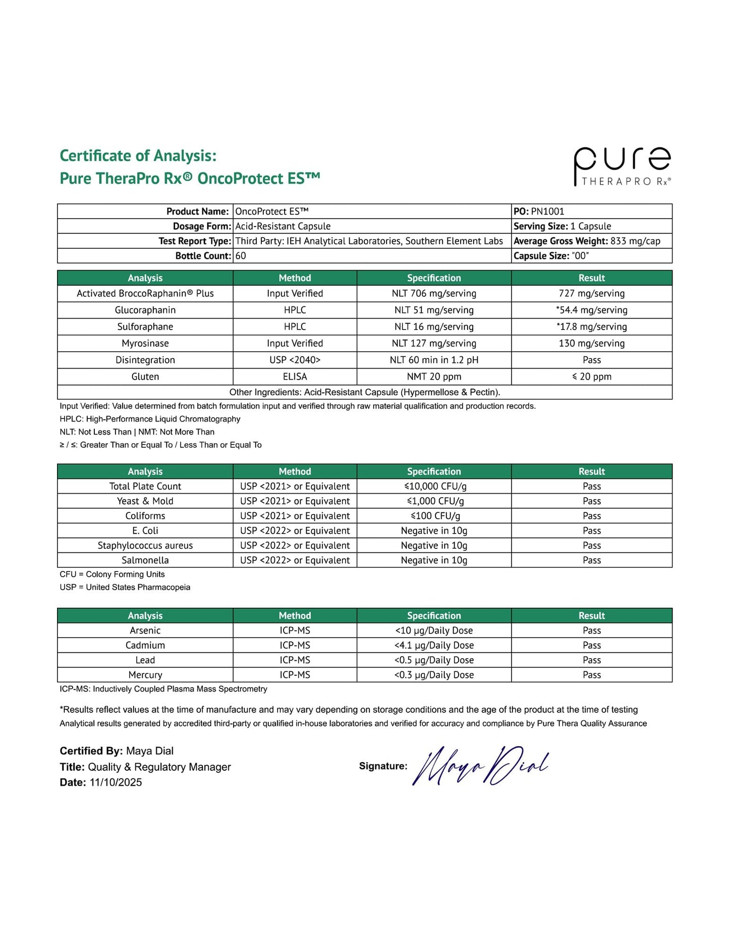 Pure Therapro Rx OncoProtect ES HIGH DOSE Sulforaphane Supplement, Made in USA | 2 Month Supply | 706 mg Patented Activated BroccoRaphanin Broccoli Seed Extract | Glucoraphanin + Myrosinase Pure Therapro RxΒ buy supplements Au
