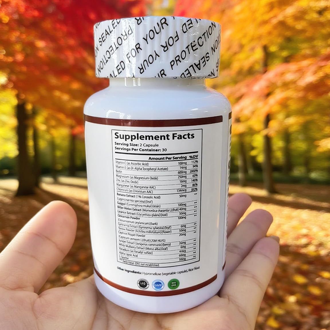 WINYEL Blood Sugar Complex Supplement - with Cinnamon, Bitter Melon, Chromium, Mulberry, Alpha Lipoic Acid, 60 Capsules