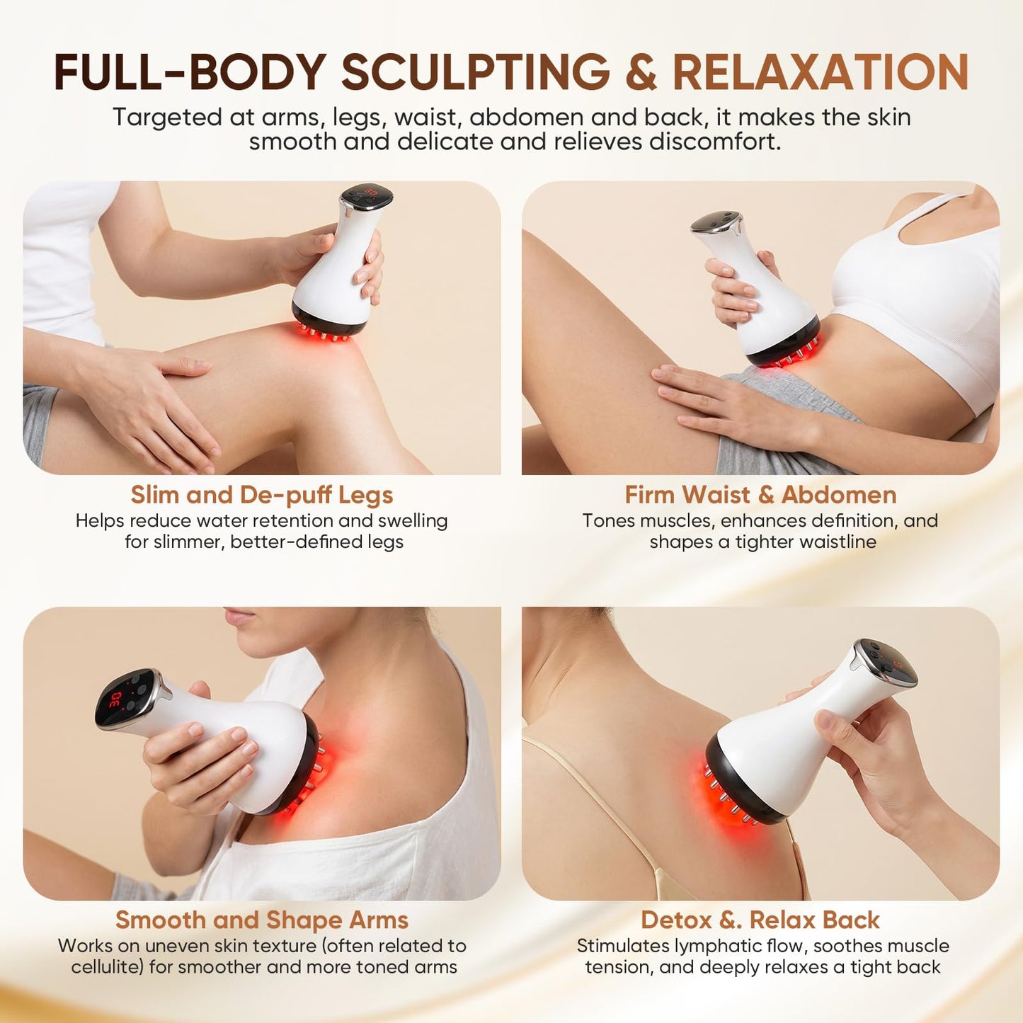 Lymphatic Drainage Massager, Anti Cellulite Massage Tool & Body Sculpting Machine with 30-Level Microcurrent, Light, Heat & Vibration for Legs, Arms & Belly, Helps Reduce Stretch Marks & Cellulite AFLUODN buy supplements Au