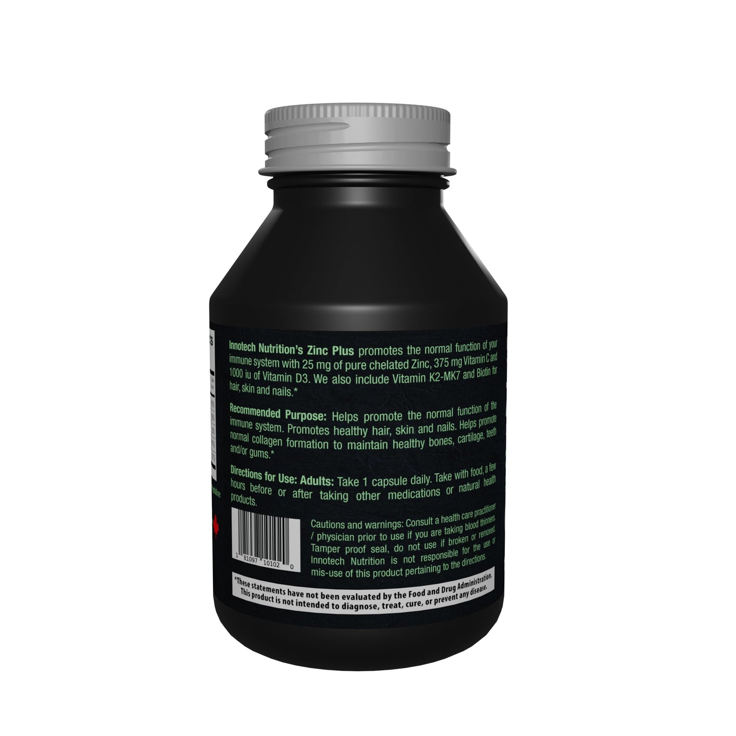 Innotech Nutrition Zinc Plus Immune Hair Skin & Nails Support Chelated Zinc Vitamin D3 & Biotin 120 Vegan Capsules Innotech Nutrition Solutions buy supplements Au