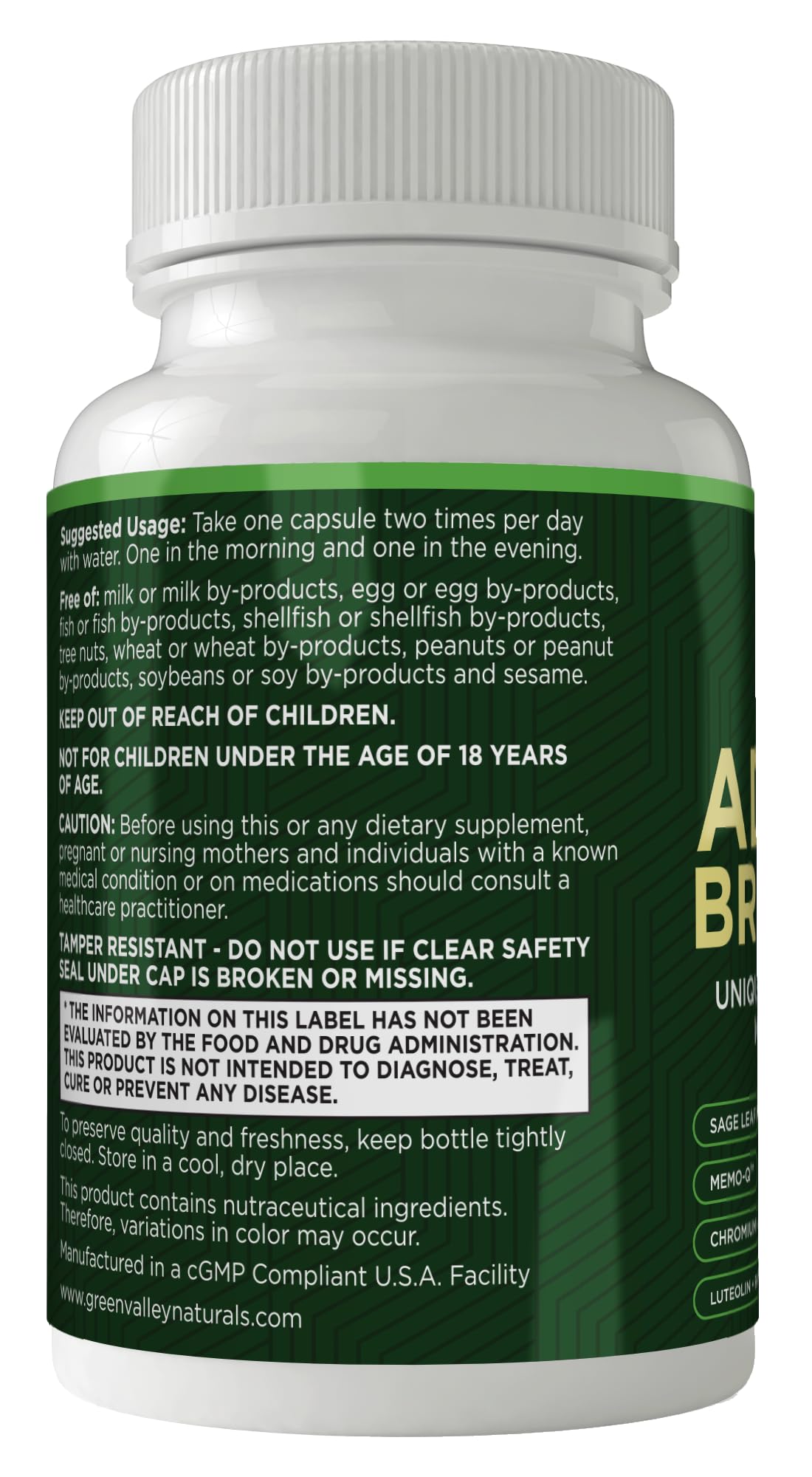 GREEN VALLEY NATURALS - Advanced Brain Power - Supports Healthy, Normal Brain Function, Focus and Concentration, clinically formulated to Support Healthy Brain Clarity. (1 Bottle, 60, Count) GREEN VALLEY NATURALS buy supplements Au