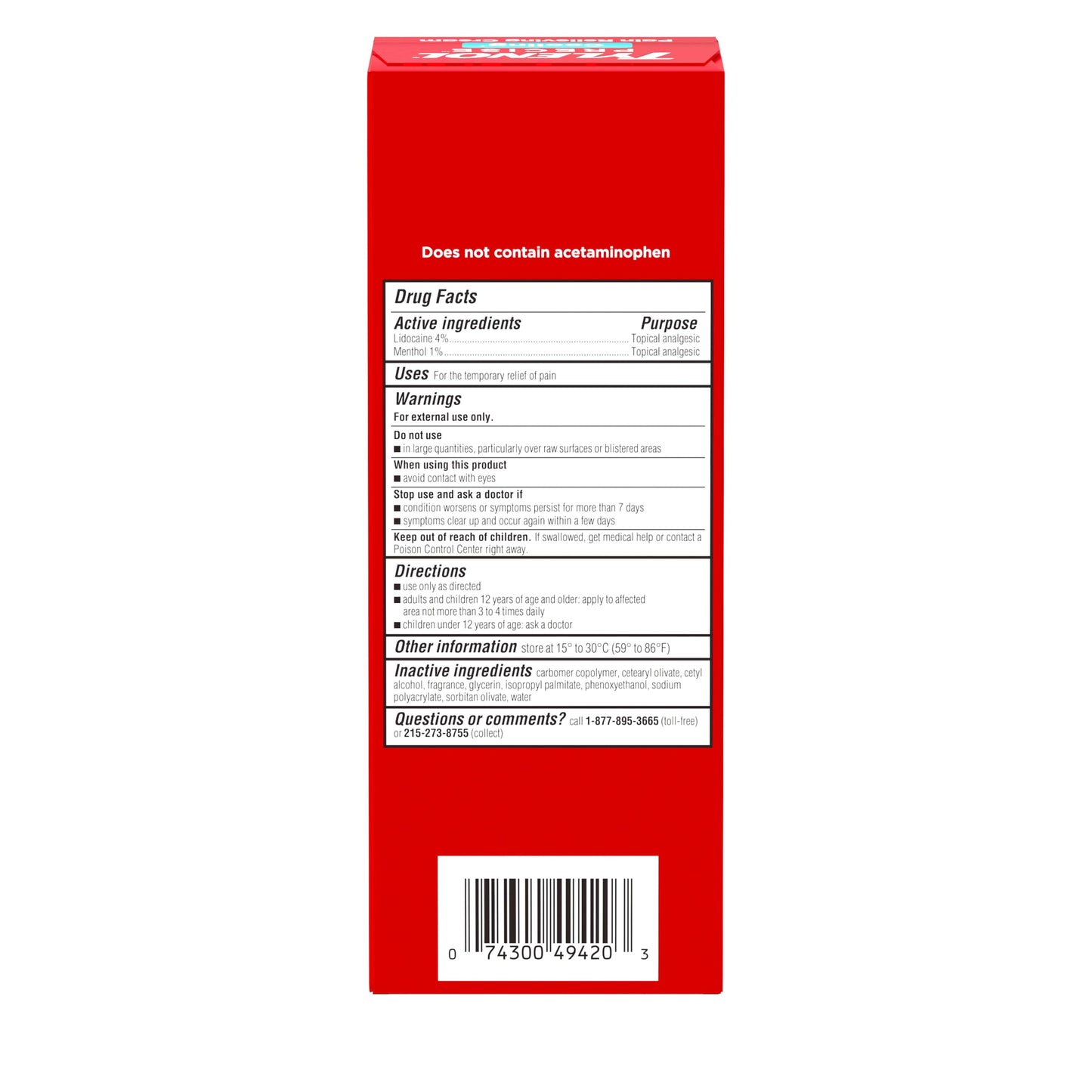 Tylenol Precise Cream, Cooling Sensation Pain Relief, Roll‑On, Lidocaine 4%, Menthol 1%, Targeted Maximum OTC Strength Combination for Back, Muscle and Joint, Numbing Cream Rollerball Applicator, 4 oz Tylenol buy supplements Au