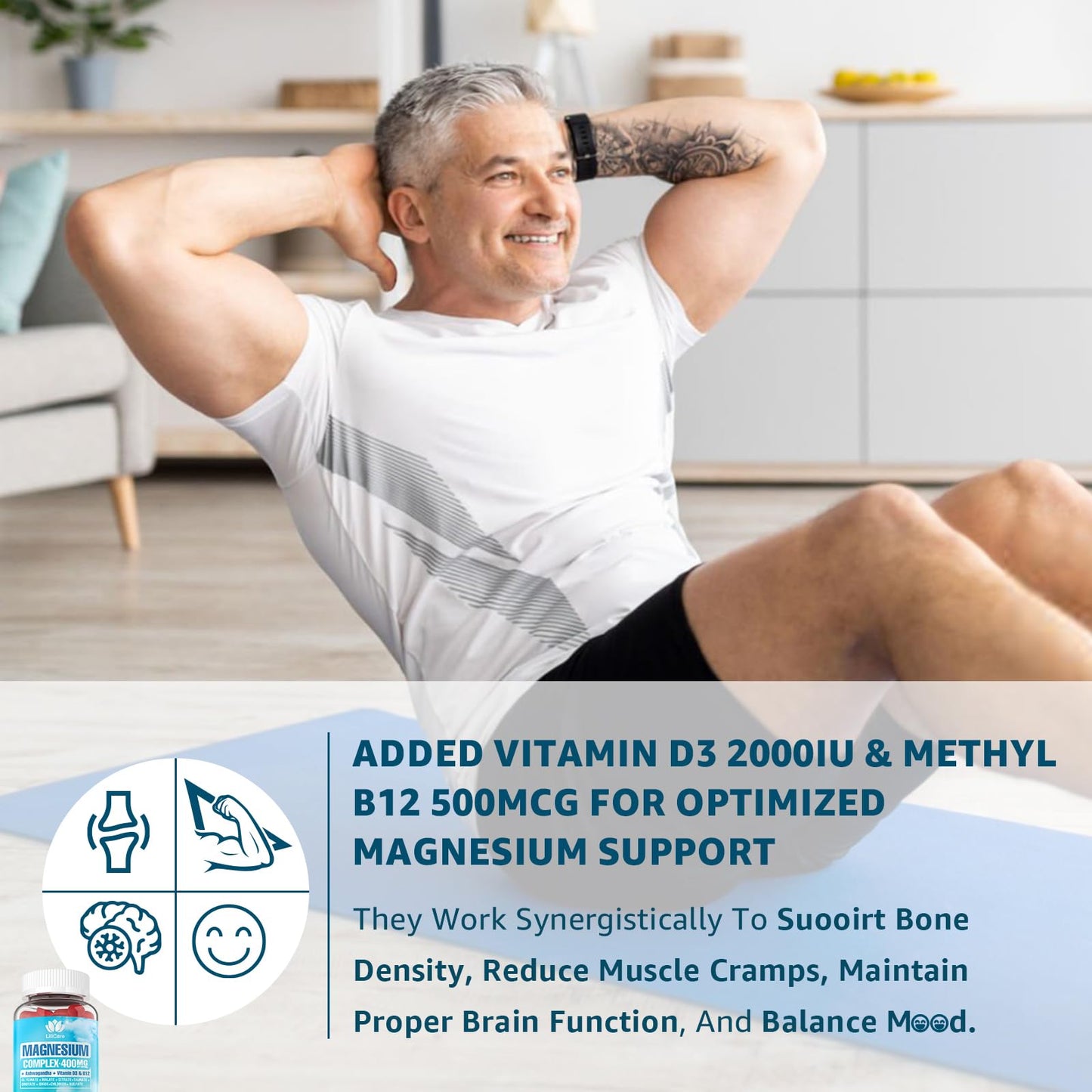 Sugar Free Magnesium Complex for Women, Calm Magnesium Gummies for Adults 400mg, Magnesium Glycinate, Citrate, Malate & More- Magnesium Gummy with Magnesium Ashwagandha, D3, B12 for Relax, Calm, Vegan LILICARE buy supplements Au