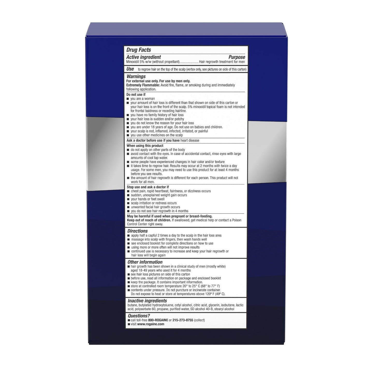 Men’s Rogaine 5% Minoxidil for Men Foam, Clinically Proven Regrowth for Thinning Hair, Topical Hair Loss Treatment, Unscented Topical Aerosol, Results in 8–16 Weeks