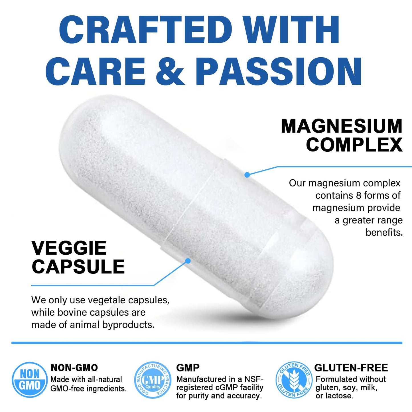 Magnesium Complex Supplement 8 Forms, 500mg Magnesium Glycinate, Malate, Citrate, High Absorption Mg for Calm, Sleep, Mood & Healthy Muscle, Pack of 2, Total 120 Vegan Capsules EnvyCure buy supplements Au