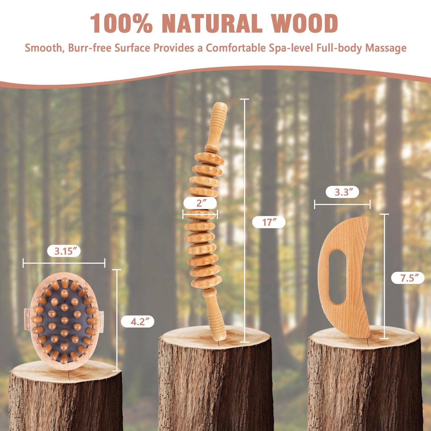 KintKita Wood Therapy Massage Tools 3 in 1,Wooden Lymphatic Drainage Massager, Body Sculpting Tools Cellulite Massager for Maderoterapia, Body Contouring, Relief Muscle, Anti-Cellulite KintKita buy supplements Au