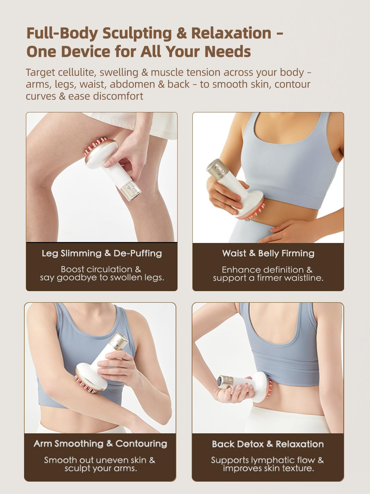 Yuonry Lymphatic Drainage Massager & Anti Cellulite Massage Tool, Reduce Stretch Marks & Cellulite, for Legs, Arms & Belly, Body Sculpting Machine with Microcurrent, Light, Heat & Vibration,White Yuonry buy supplements Au