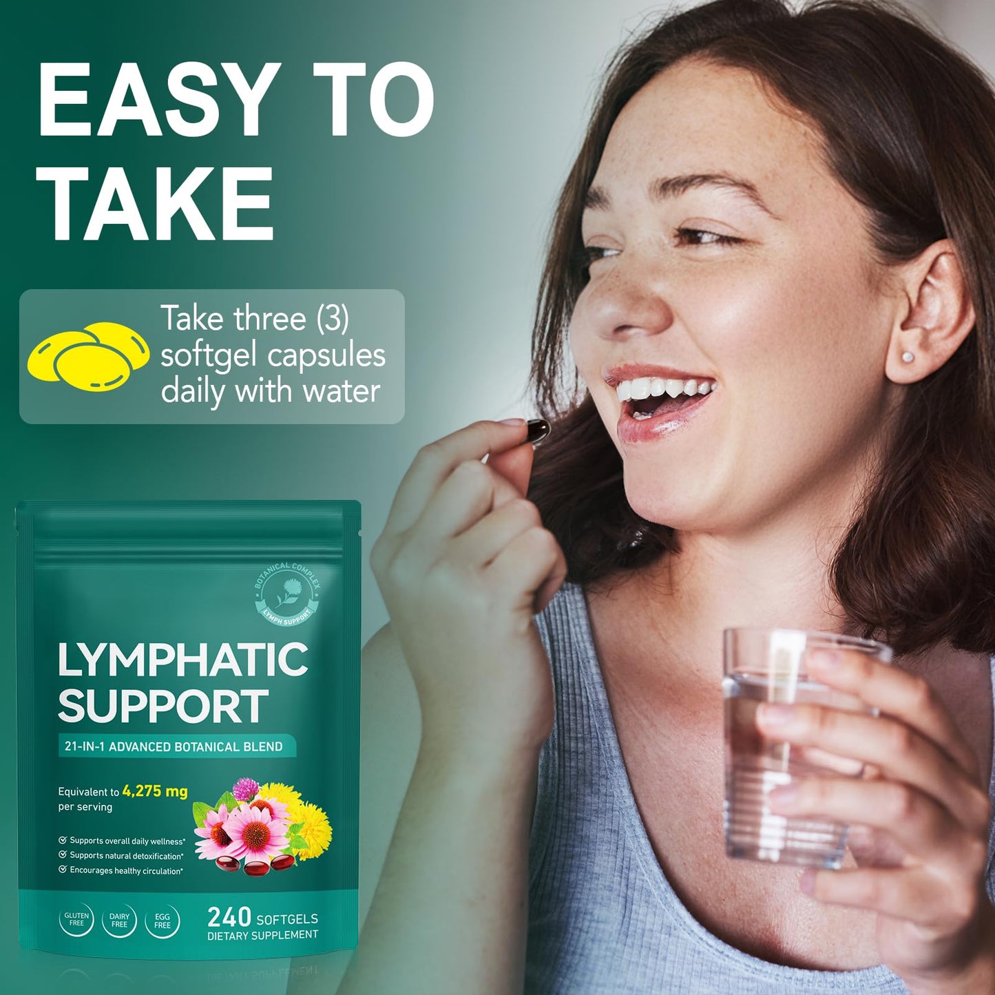 240 Softgels 21-in-1 Liposomal Lymphatic Drainage Supplements, 4275mg Lymph System Support Supplement for Women & Men,Herbal Blend,with Dandelion, Burdock, Echinacea,Rutin, Turmeric,Cleavers & More Ruduwu buy supplements Au