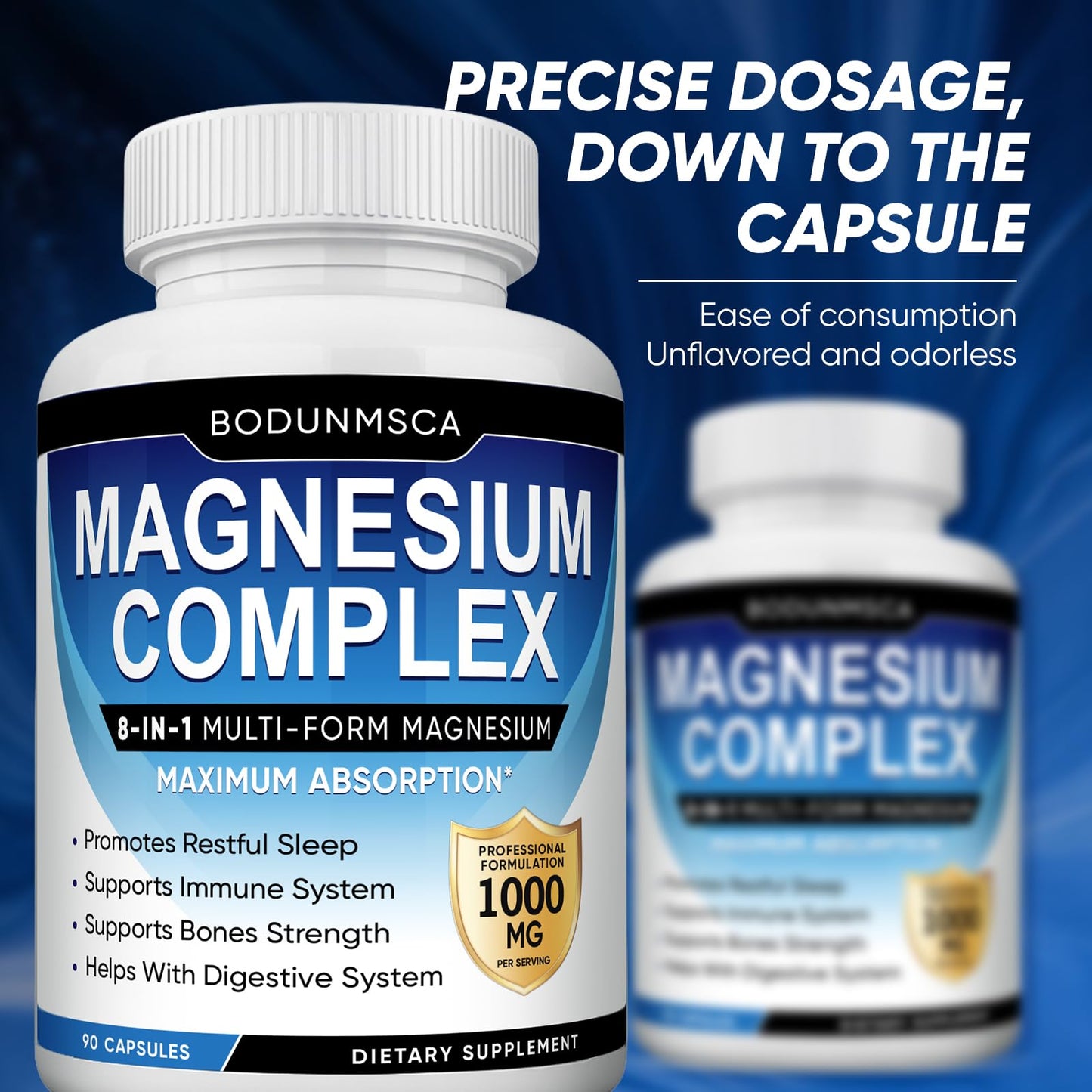 Magnesium Complex, 8 in 1, 1000mg-Glycinate, Citrate, Malate for Easy Absorption, Full Spectrum Magnesium Complex,Supports Relaxation, Sleep & Muscle Function, Magnesio Complex for Women, 180 Capsules BODUNMSCA buy supplements Au