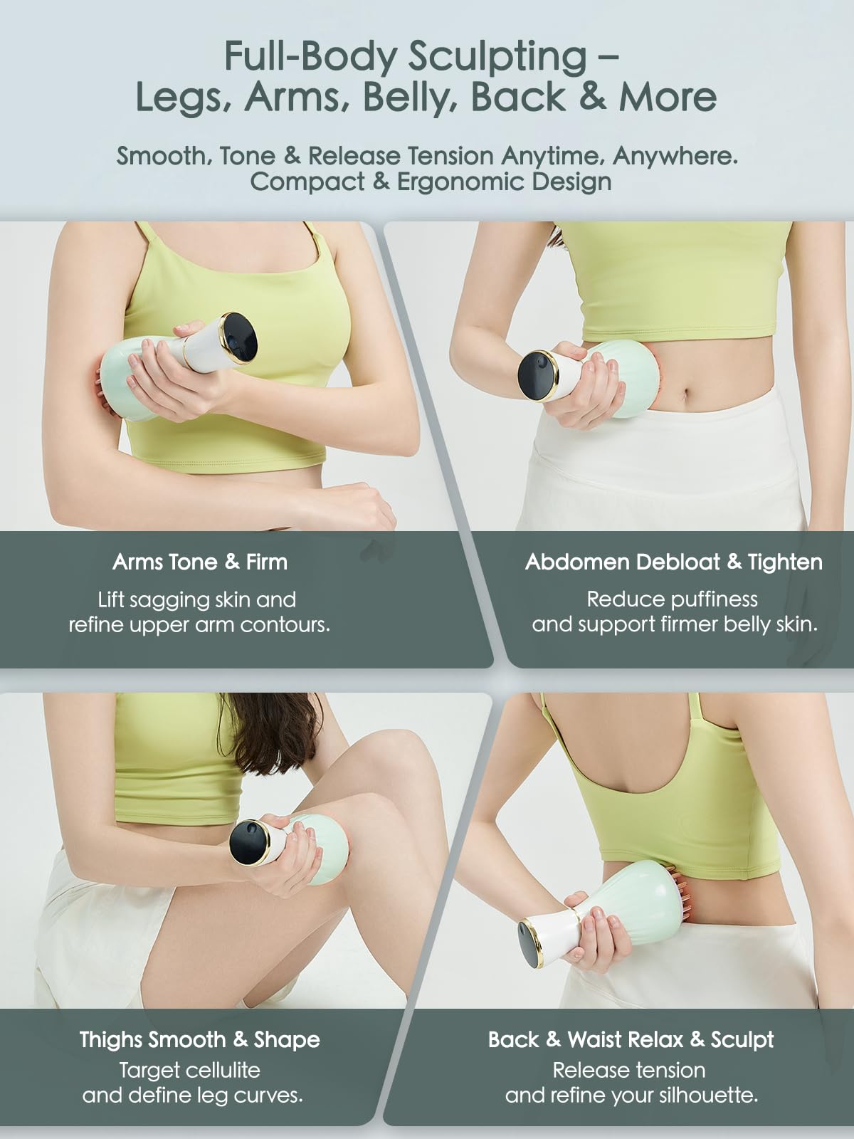 FEEJOY Lymphatic Drainage Massager & Massage Tool with Cellulite Oil, Body Sculpting Machine & Fascia Blaster for Cellulite with Microcurrent, Light, Heat & Vibration, for Legs, Arms & Belly FEEJOY buy supplements Au