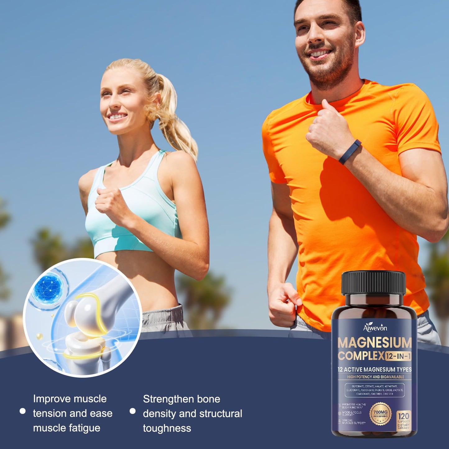 Magnesium Complex 700mg, 12 in 1 Magnesium Supplement with Glycinate, Citrate, Malate, Oxide, Taurate & Orotate, High Absorption Magnesium for Sleep, Muscle, Nerve & Heart Support, Vegan, 120 Capsules Aiwevon buy supplements Au