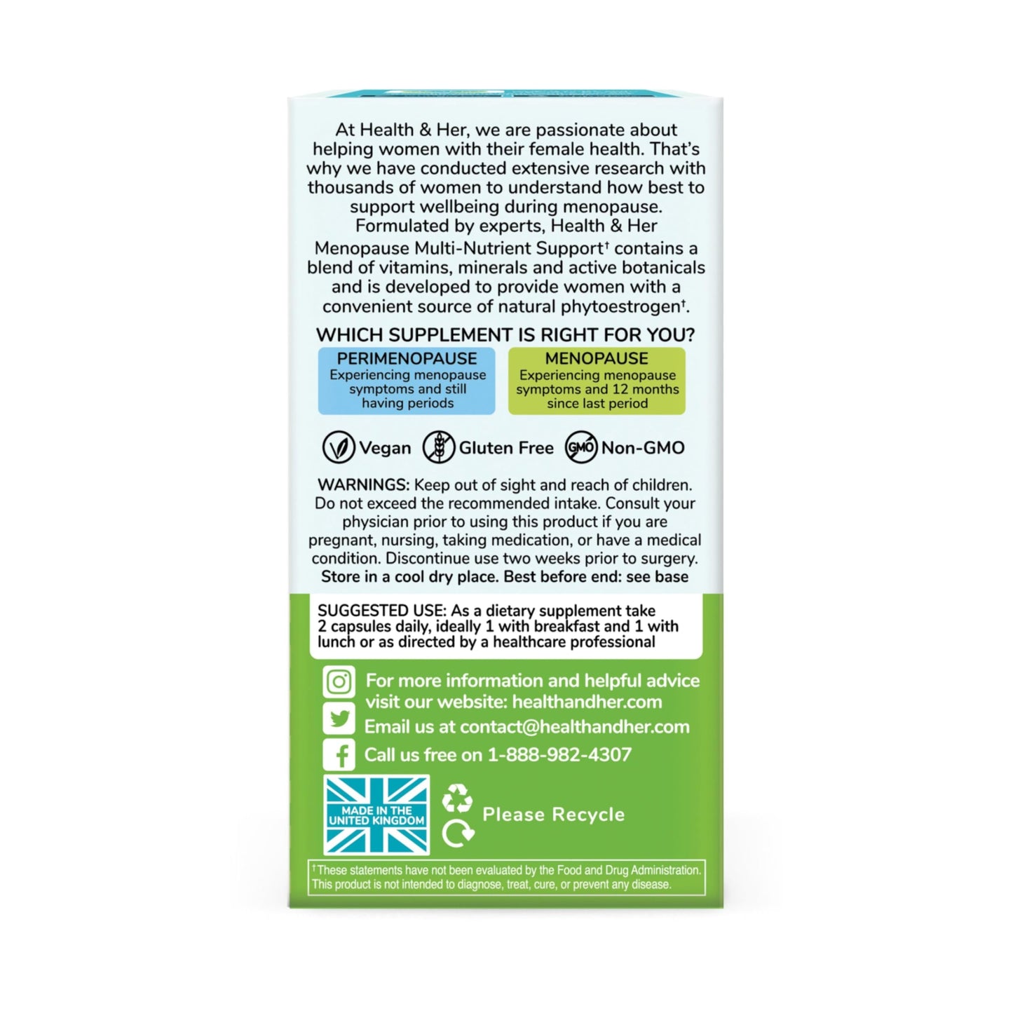 Health & Her Menopause Supplements for Women - Multi-Nutrient Support, Menopause Vitamins for Energy, Bones, Muscles, Skin & Hair, Vegan, Gluten-Free, Non GMO (60ct - 1 Month) Health and Her buy supplements Au