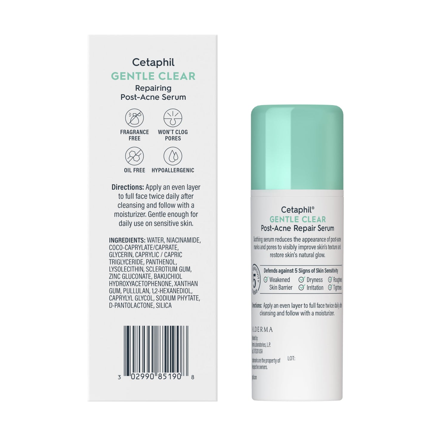 CETAPHIL Gentle Clear Repairing Post-Acne Serum, Retinol Alternative, Oil Free Serum for Sensitive Skin, 1 Fl Oz, Bakuchiol, Improves Skin Tone & Post-acne Marks,