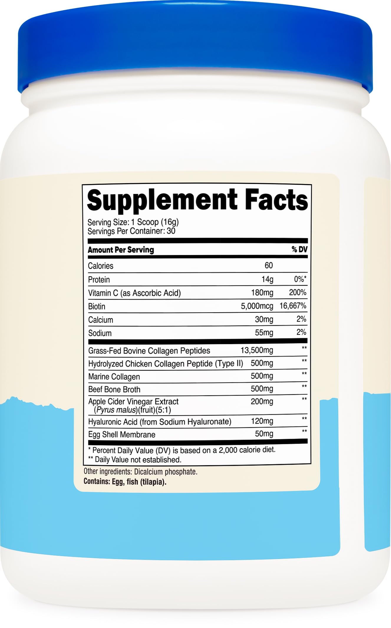 Nutricost Multi Collagen Protein Complex (Unflavored, 30 Servings) - Supplement with Biotin, Hyaluronic Acid, and Collagen Peptides