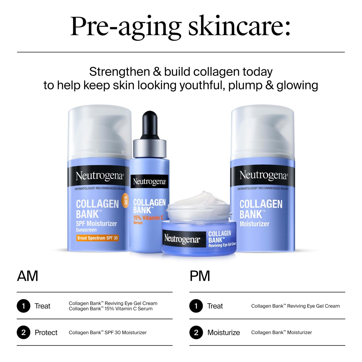 Neutrogena Collagen Bank 15% Vitamin C Face Serum, Vitamin C Serum for Face Helps Build Collagen for Glowing, Plumper Looking Skin,