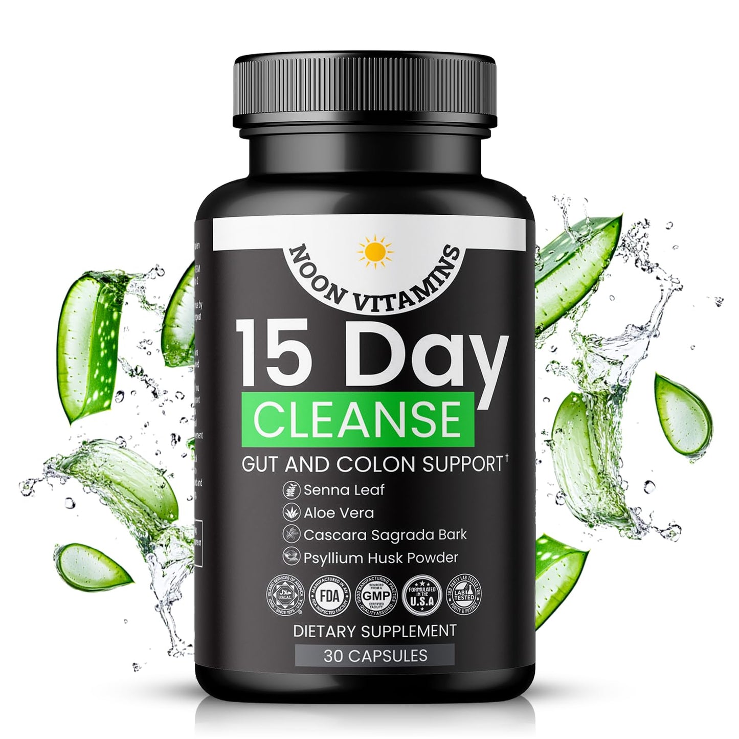 15-Day Colon Cleanse & Gut Detox – Natural Probiotic Cleanser with Senna Leaf, Psyllium & Aloe – Halal for Men & Women – Supports Digestive Health