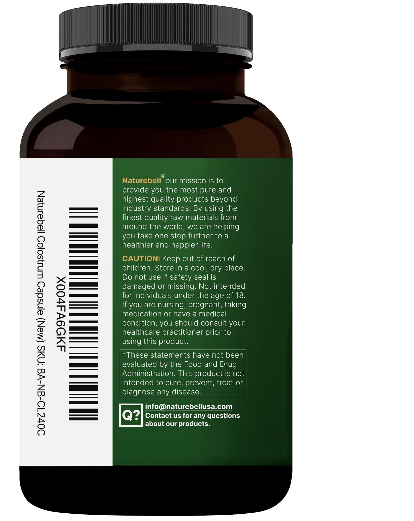 NatureBell Bovine Colostrum Supplement 1,000mg Per Serving, 240 Capsules | 40% IgG Colostrum Powder for Gut Health, Bloating, Skin,