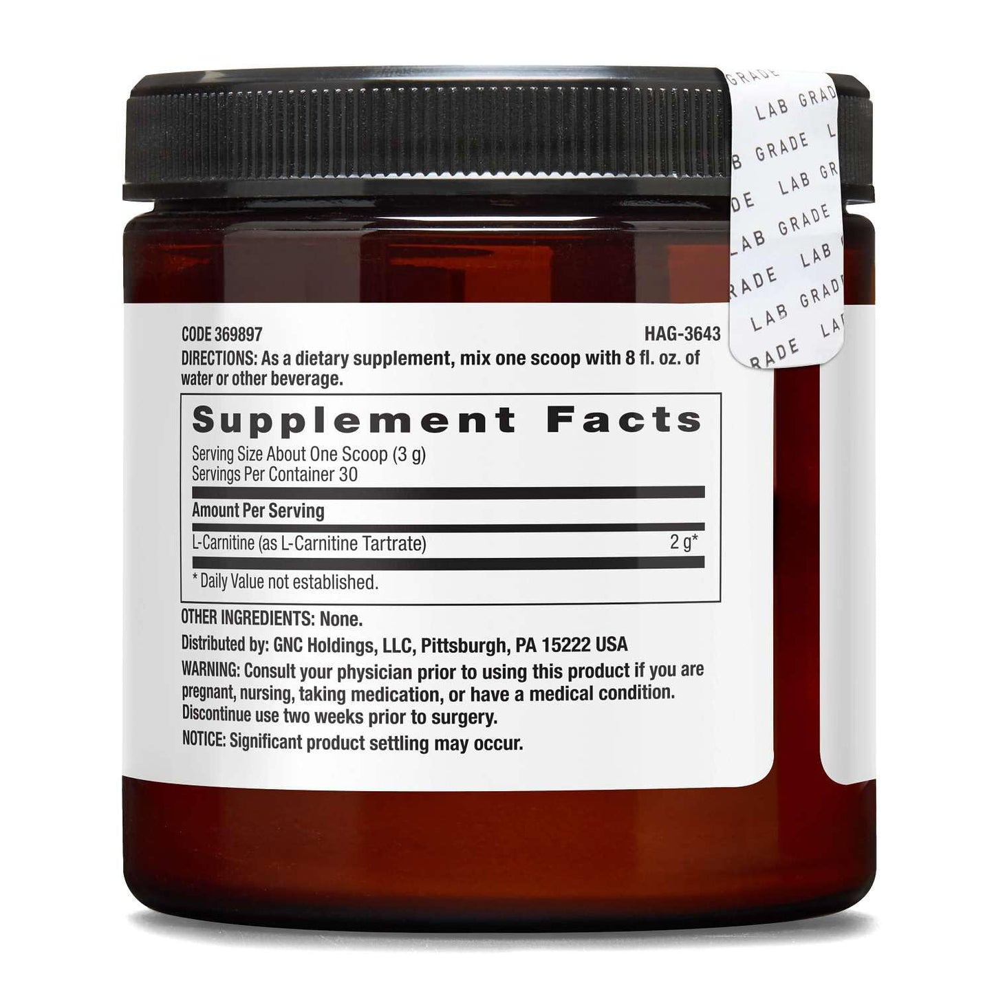 BEYOND RAW Chemistry Labs L-Carnitine Powder, Fuels Exercise and Supports Recovery, 30 Servings