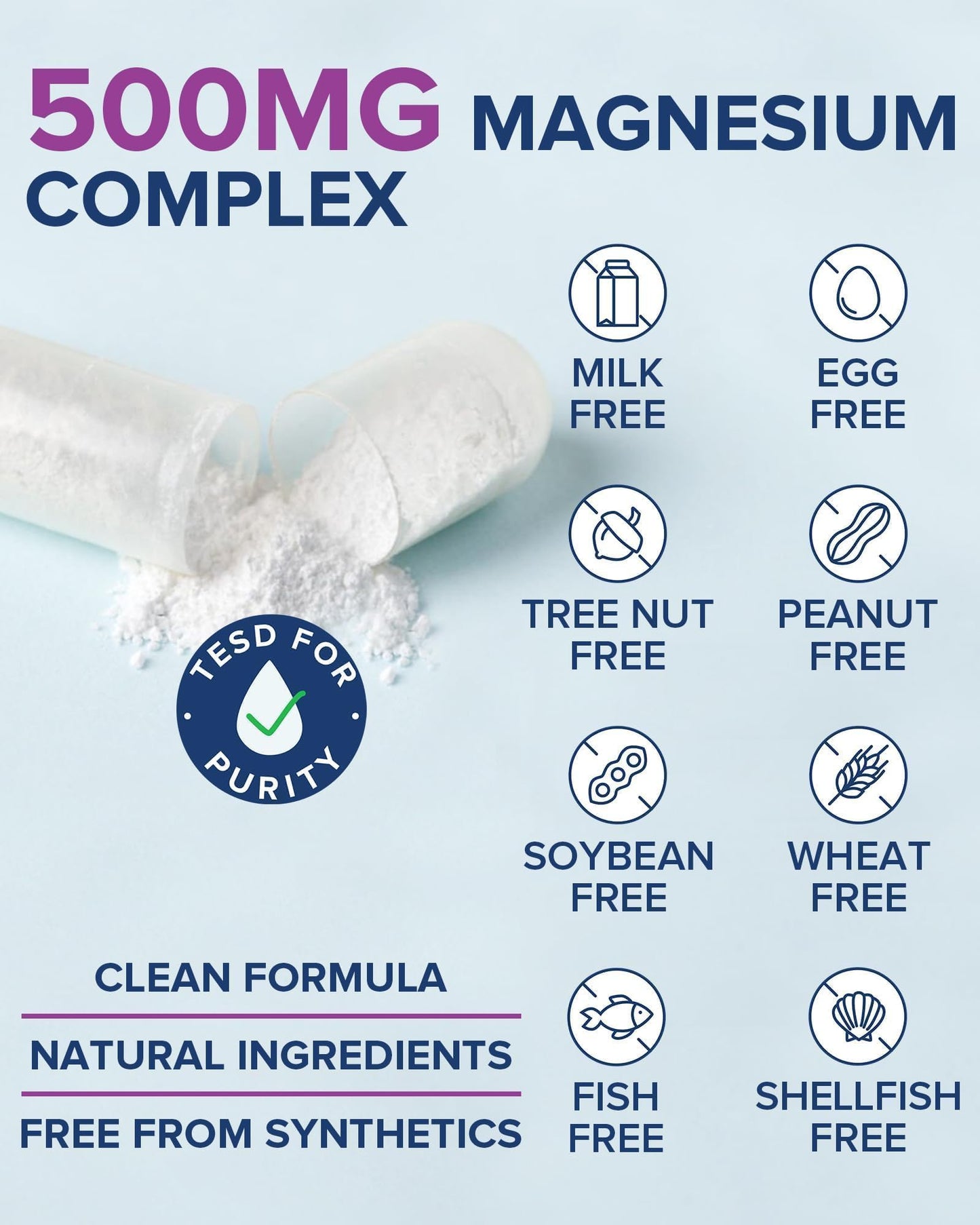Terranics 5-in-1 Magnesium Complex Supplement 500mg - 5 Forms High Absorption Magnesium Glycinate Citrate Malate Aspartate Gluconate for Sleep Heart Health - Non-GMO 120 Vegan Capsules Terranics buy supplements Au