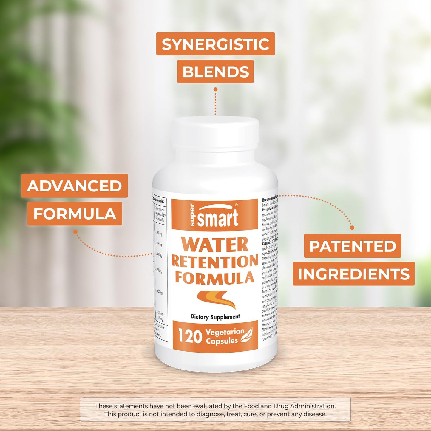 Supersmart - Water Retention Formulation (Advanced Complex) - with Dandelion, Guarana, Caffeine, Betalains - Natural Lymphatic Drainage Supplement | Non-GMO & Gluten Free - 120 Vegetarian Capsules Supersmart buy supplements Au