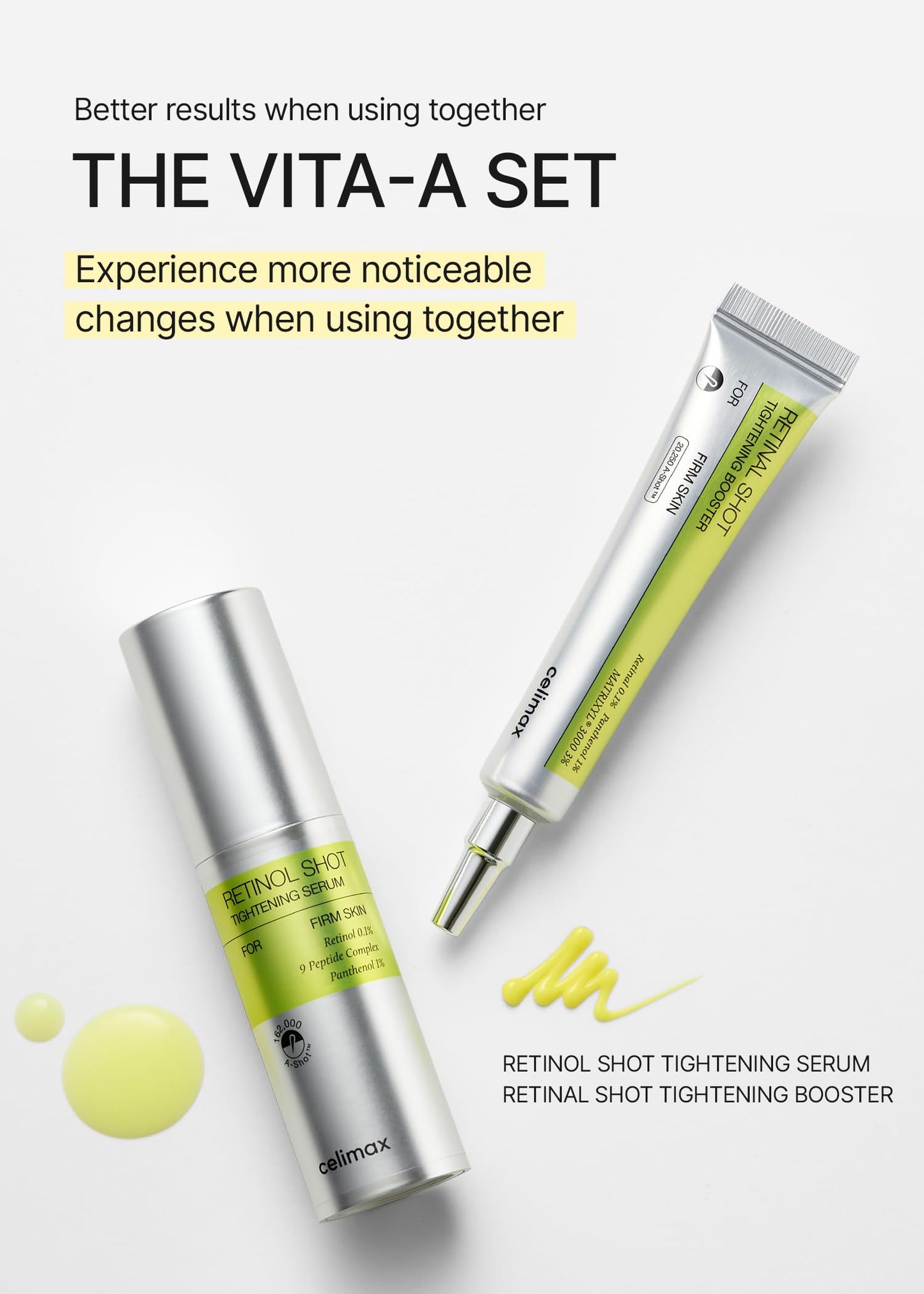 celimax The Vita A Retinal Shot Tightening Booster (Duo Set 15mlx2) | 0.1% Retinal, 3% Matryxyl, High-Strength Retinoid for Anti-Aging, Pore Minimizer