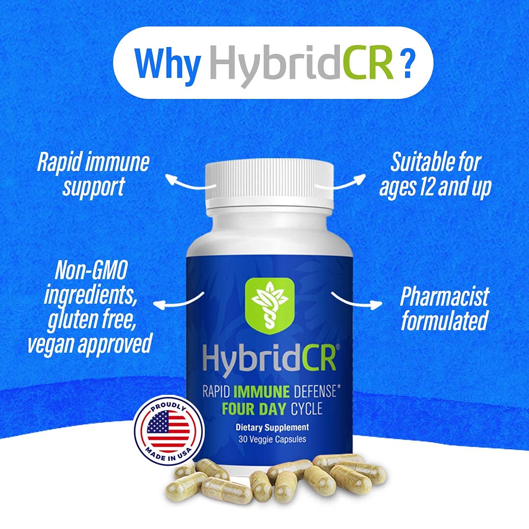 HybridCR Rapid Immunity Supplement | Zinc, Echinacea, Andrographis, Ginseng, Selenium, Gluten-Free & Non-GMO | 5-in-1 Immune Support Supplement | Pharmacist Formulated 1 Month Supply (30 Veggie Caps) Hybrid Remedies buy supplements Au