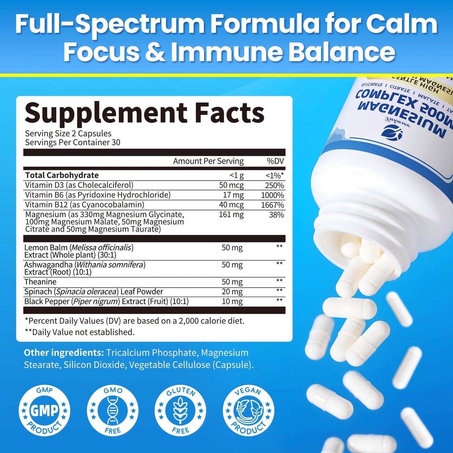 2 Pack Magnesium Complex for Women and Men 4-in-1 Magnesium Glycinate, Citrate, Malate, Taurate - Magnesium Supplement for Relaxation, Sleep & Focus, 60 Days Supply Lukaree buy supplements Au
