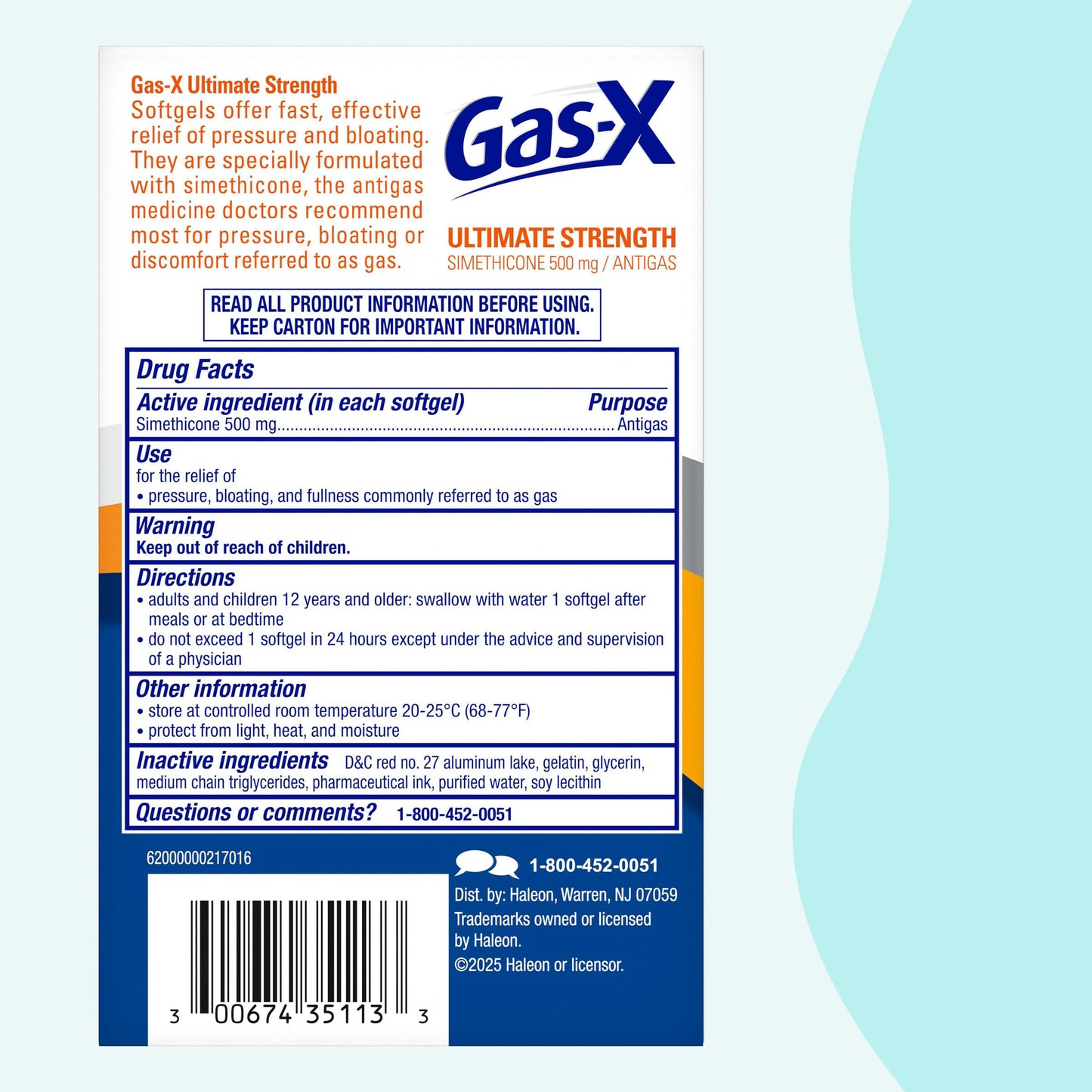 Gas-X Ultimate Strength Gas Relief Softgels with Simethicone 500 mg, Fast Bloating Relief, Anti-Gas, OTC Stomach & Intestinal Gas, Easy to Swallow, 20 Count Gas-X buy supplements Au