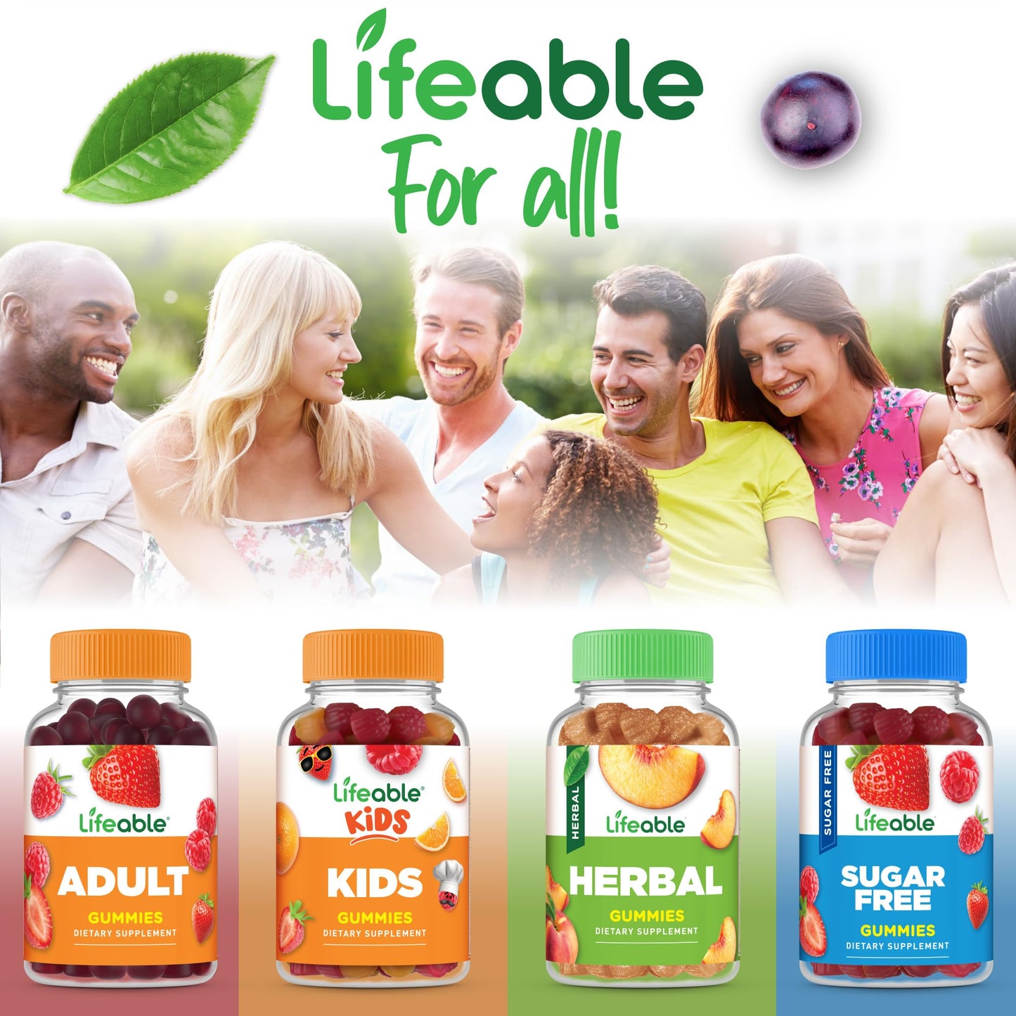 Lifeable Sugar Free Probiotics with Prebiotics Fiber – Great Tasting Natural Flavor Gummy Supplement – Keto Friendly Chewable – for Gut Health and Immune Support