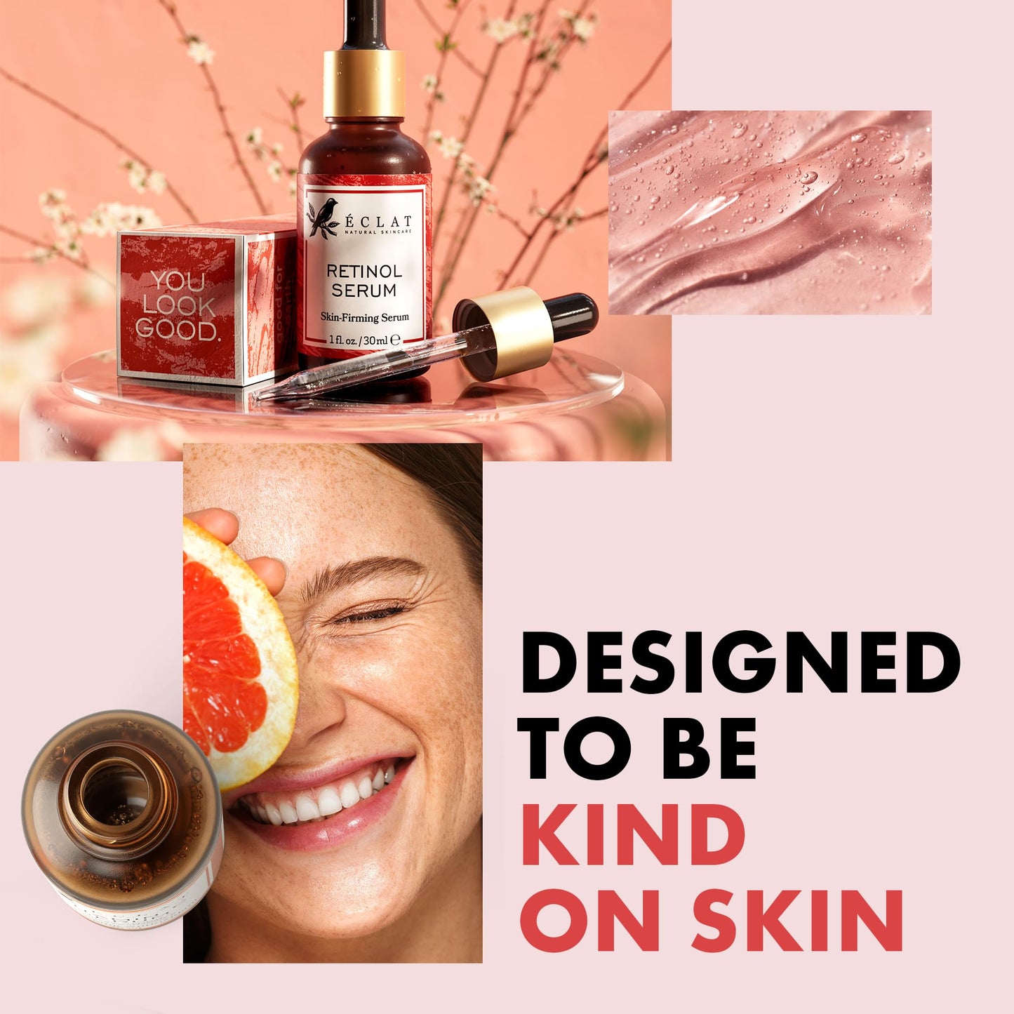 Eclat Skincare Renewing Retinol Serum for Face - Anti Aging Serum with Hyaluronic Acid & Aloe Vera – Hydrates and Improves the Signs of Aging