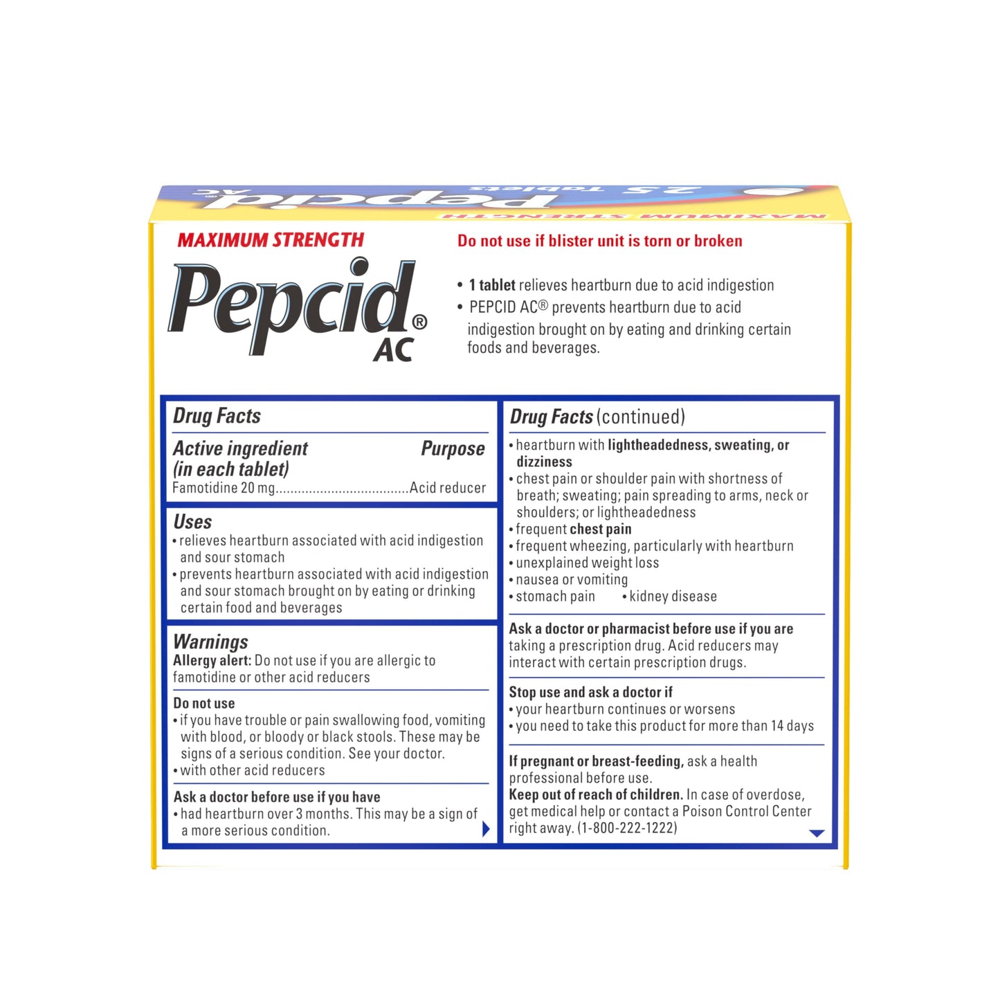 Pepcid AC Maximum Strength Heartburn Relief Tablets, OTC Medicine Prevents & Relieves Heartburn & Acid Reflux Due to Acid Indigestion, 20mg Famotidine Acid Reducer, Fast-Acting, 25 ct Pepcid buy supplements Au