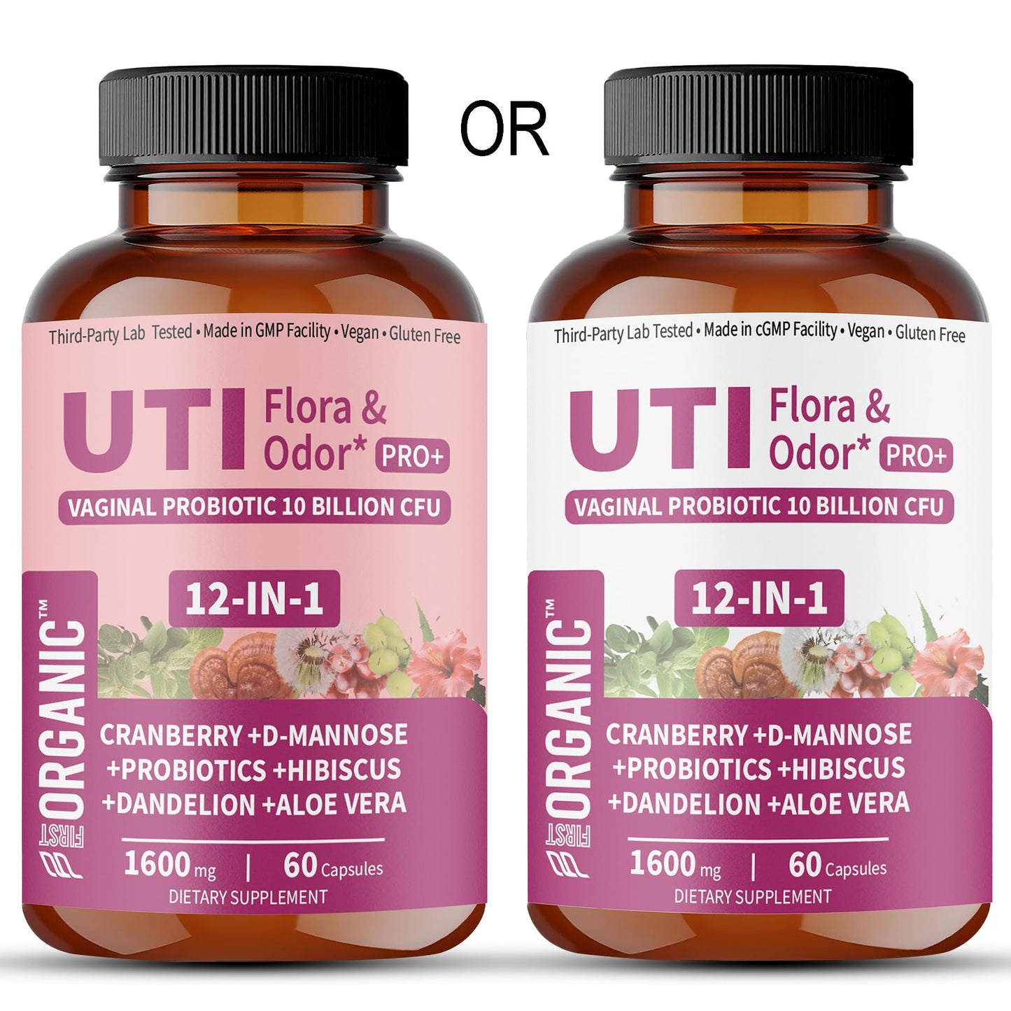 UTI Flora & Odor Pro+ & UTI Yeast & pH Pro+ | Pack of 2 | Vaginal Probiotics for Feminine Hydration & Freshness Support | Third-party Tested, cGMP Facility, Vegan, Non-GMO, Gluten-Free | 60+60 Caps FIRSTORGANIC buy supplements Au