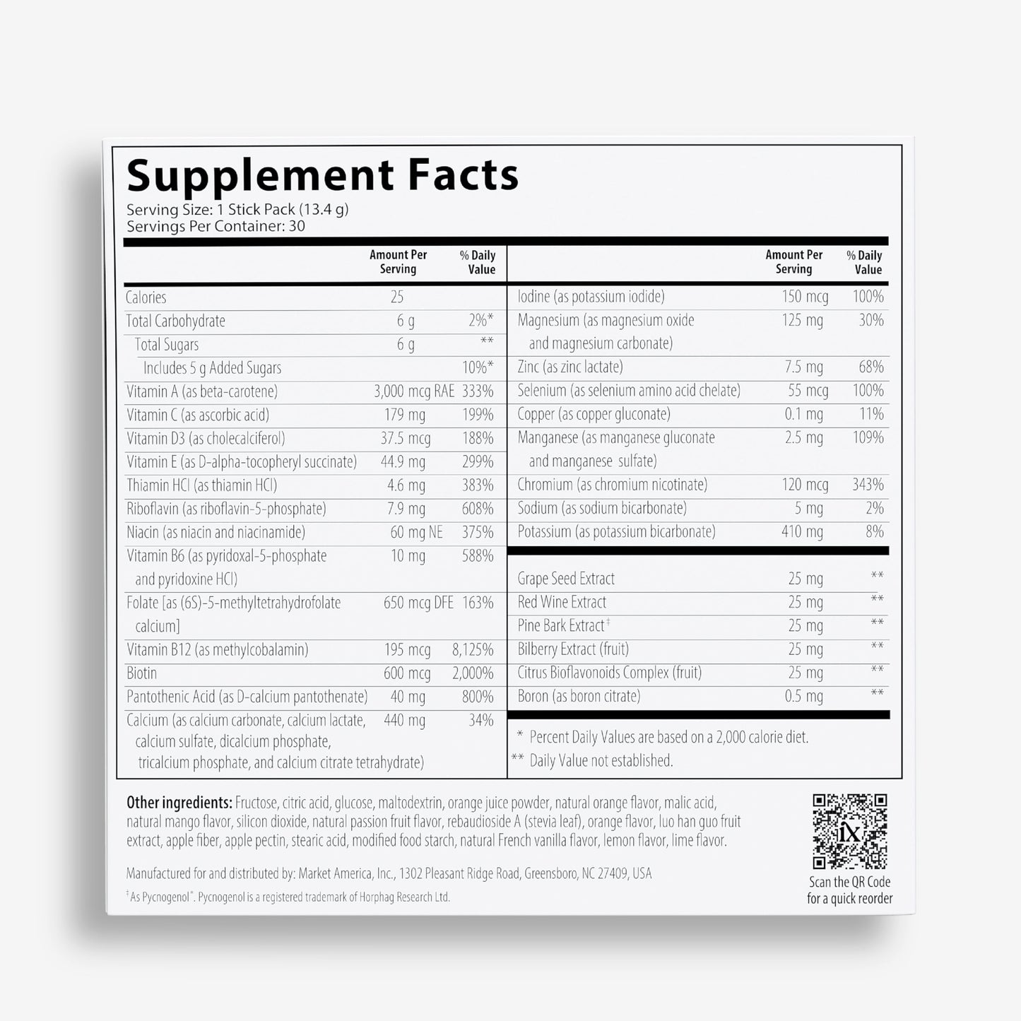 Isotonix® Daily Essentials Multivitamin Powder Packets – 4-in-1 Formula with Multivitamin, Activated B-Complex, Calcium Plus & OPC-3 with Pycnogenol