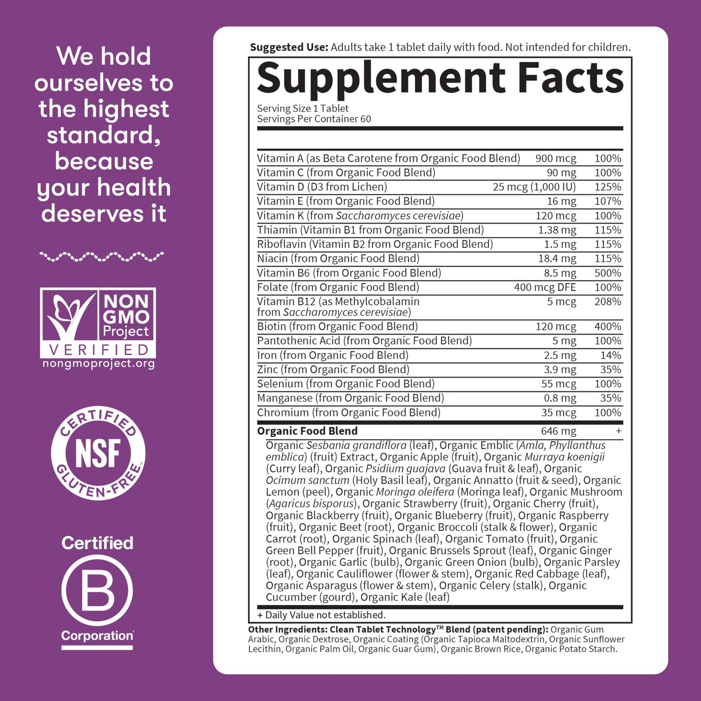 Garden of Life Organics Multivitamin for Women - Women's Once Daily Multi - Whole Food Multi with Iron, Biotin, Vegan Organic Womens Multivitamin for Health, Energy Hair Skin and Nails, 60 Tablets Garden of Life buy supplements Au