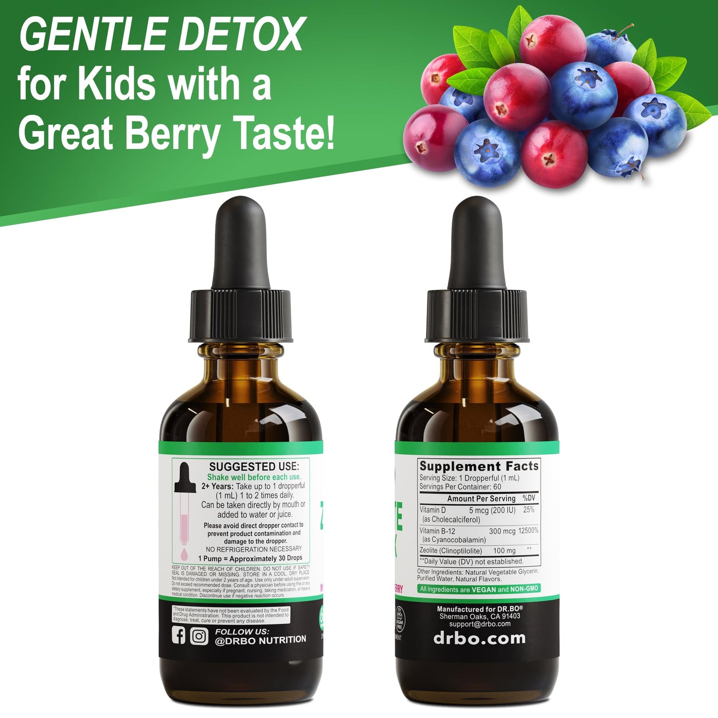 Zeolite Detox for Kids Liquid Drops - Advanced Clinoptilolite with Pure Vitamins B12 & D - Kids Gentle Body Daily Cleanse Focus & Speech Extra Clinoptilolite Zeolite