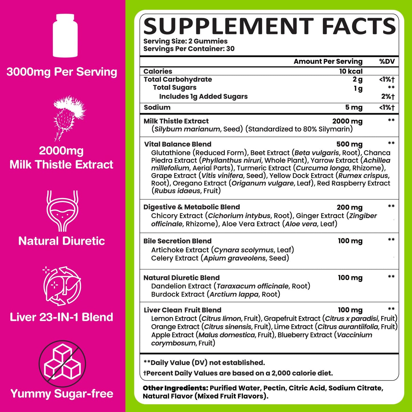 Liver Detox Cleanse & Repair, 2000 mg Milk Thistle Liver Detox, Liver Support Supplement with Glutathione, Dandelion Root, Turmeric & Artichoke, 23-in-1Herbal
