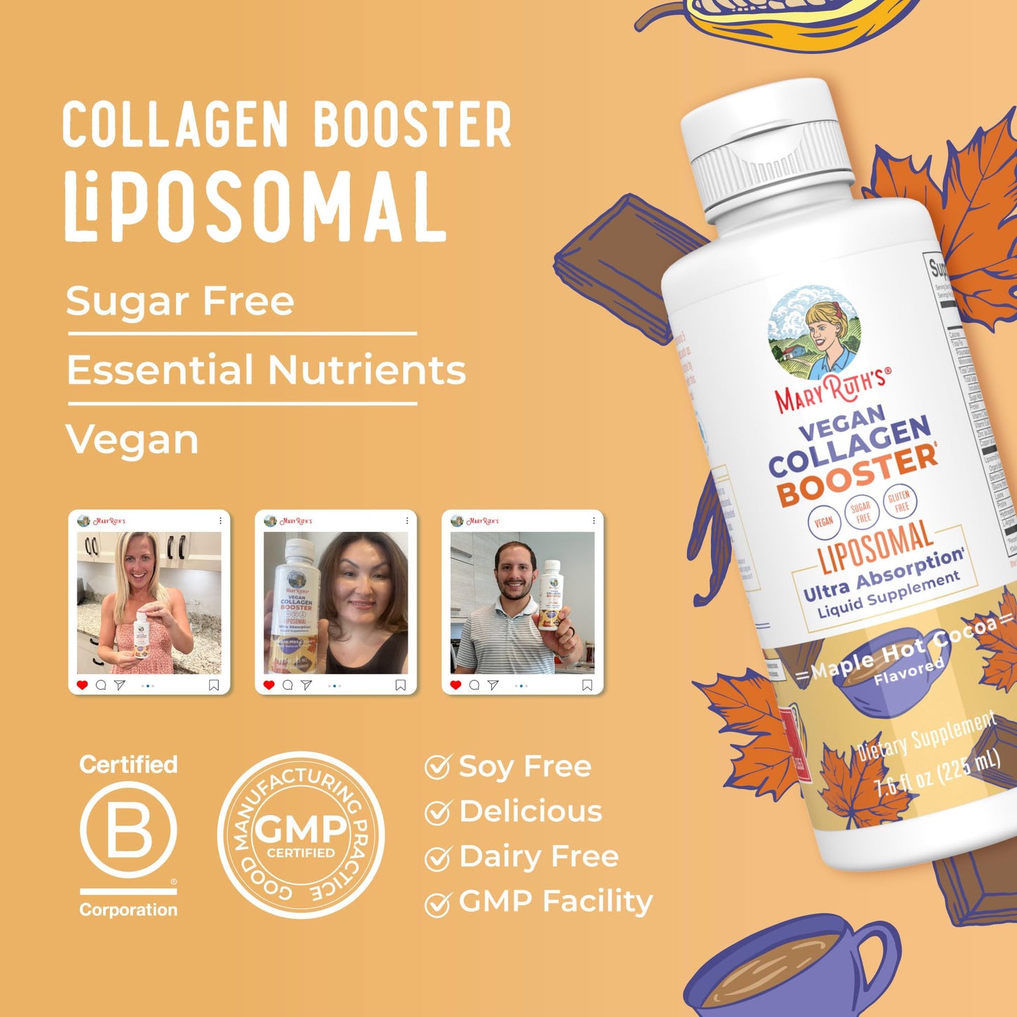 MaryRuth Organics Collagen Booster Liposomal, Sugar Free, Liquid Collagen Booster with Vitamin C, Vitamin E, Zinc, Copper & Silica, Skin Care & Joint Support Supplement, Vegan, Non-GMO, 7.6 Fl Oz MARYRUTH'S buy supplements Au