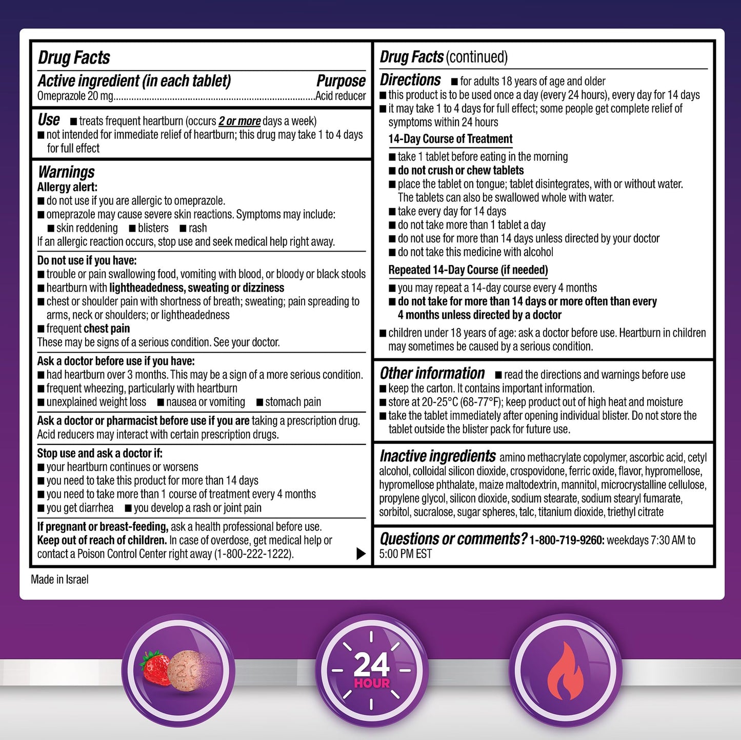GoodSense Omeprazole Delayed Release Orally Disintegrating Tablets 20 mg, Strawberry Flavor, Dissolve Tabs, Treats Frequent Heartburn, Acid Reducer, Heartburn Medicine, 42 Tablets GoodSense buy supplements Au