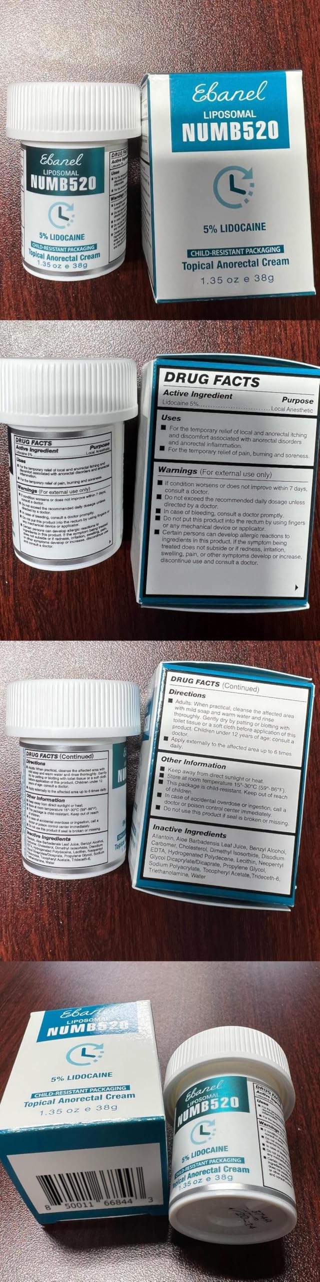 Ebanel 5% Lidocaine Numbing Cream, 2-Pack Pain Relief Burn Itch Numb Cream, Maximum Strength Topical Anesthetic with Allantoin, Vitamin E for Local and Anorectal Uses, Hemorrhoid Treatment